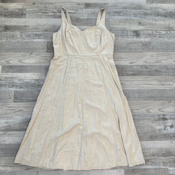 Old Navy linen blend natural color midi sundress smocked size XL C38 - Picture 1 of 5